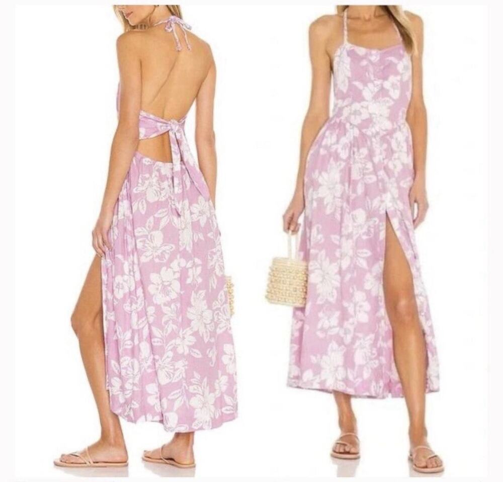 Free People The Perfect Sundress Floral Button Front Midi Dress Pink White Sz M